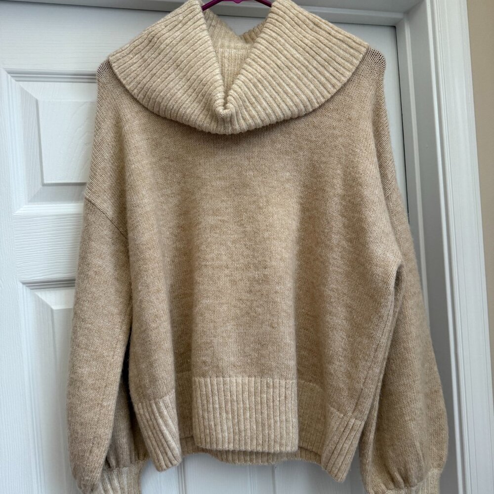 Women's Express x negin mirsalehi Tan Cowl Neck Sweater Size XS